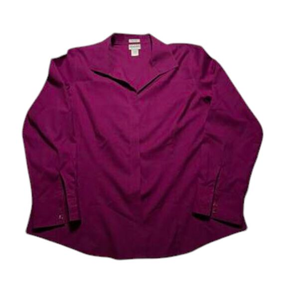 Chicos Womens Button-Down Top Magenta Size 3 Non-Iron Long Sleeve Business - Picture 1 of 7